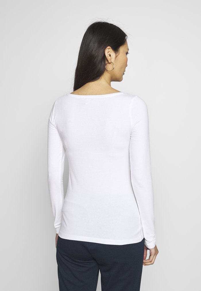 Hauts Anna Field BASIC ROUND NECK LONG Blanche Femme | WEM-1399707